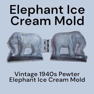 Vintage 1940s Pewter Elephant Ice Cream Mold